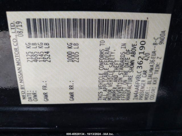 1N4AA6FV8LC362190 Nissan Maxima Platinum Xtronic Cvt