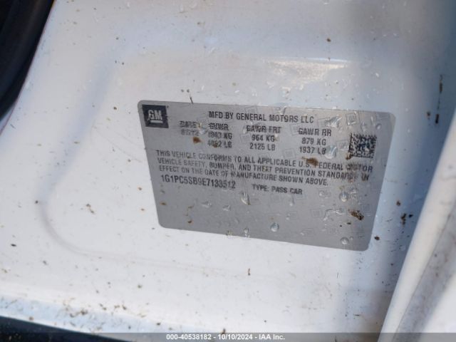 1G1PC5SB9E7133512 Chevrolet Cruze 1lt Auto