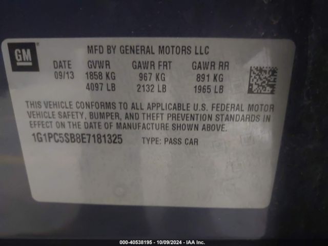 1G1PC5SB8E7181325 Chevrolet CRUZE LT