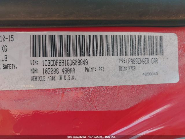 1C3CDFBB1GD609849 Dodge DART SXT