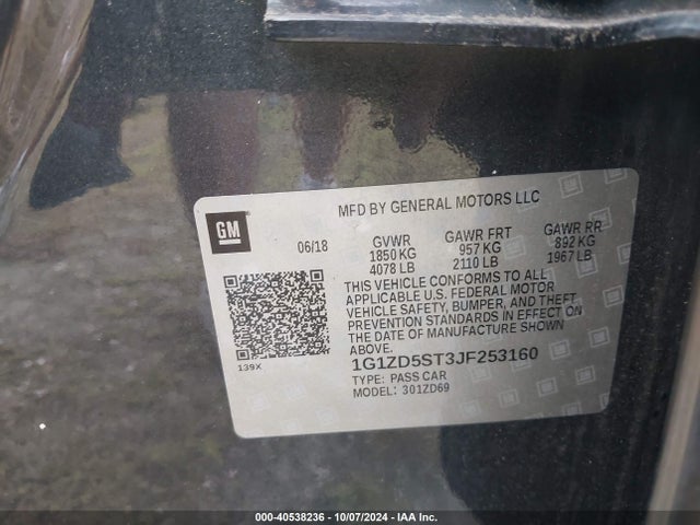 Chevrolet MALIBU LT 2018 1G1ZD5ST3JF253160 Image 9