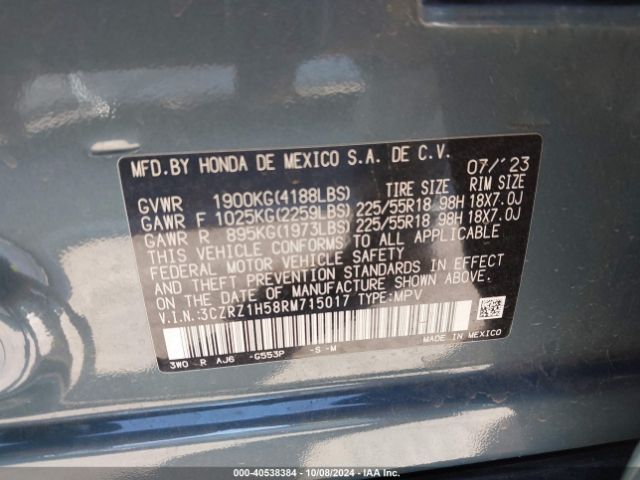 3CZRZ1H58RM715017 Honda Hr-v 2wd Sport/2wd Sport W/o Bsi