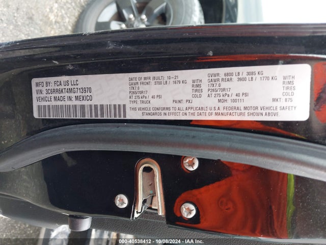 3C6RR6KT4MG713970 RAM 1500 Classic Tradesman  4x2 5'7 Box