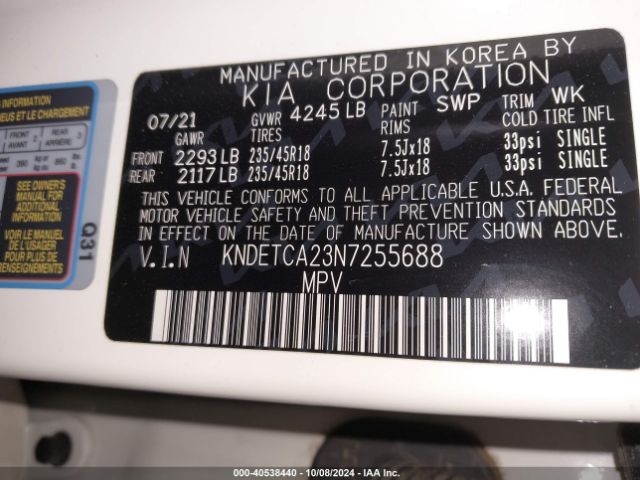 KNDETCA23N7255688 KIA Seltos Sx Turbo