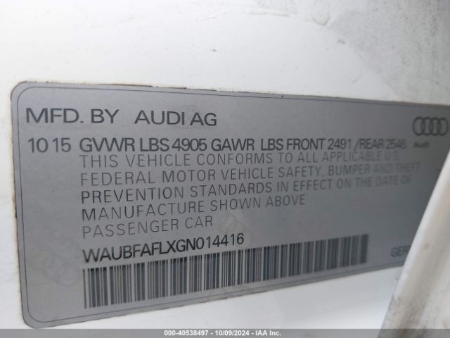 WAUBFAFLXGN014416 Audi A4 2.0t Premium
