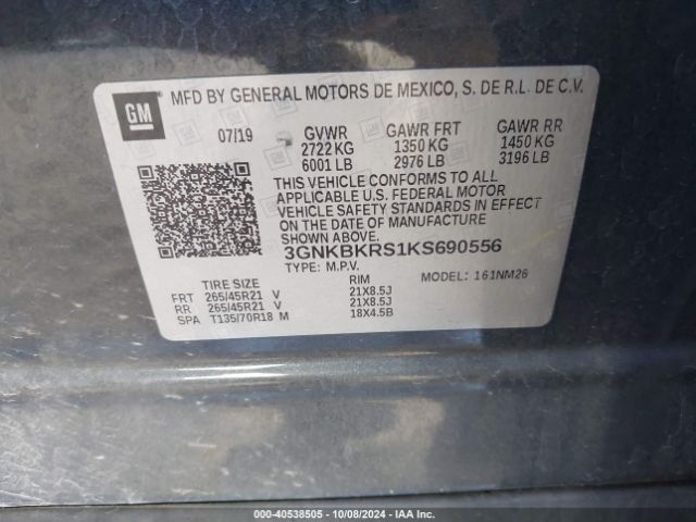3GNKBKRS1KS690556 Chevrolet Blazer Premier