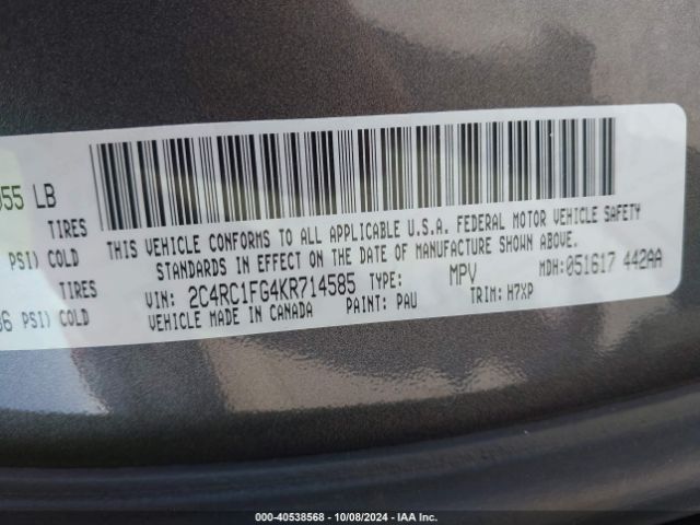2C4RC1FG4KR714585 Chrysler Pacifica Touring Plus
