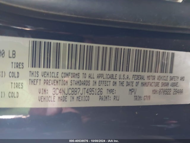 3C4NJCBB7JT495126 Jeep Compass Altitude Fwd