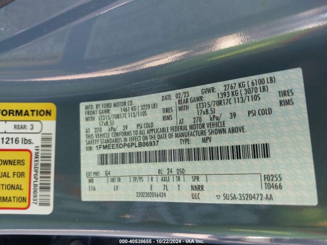 1FMEE5DP6PLB06937 Ford Bronco