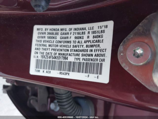 19XZE4F54KE017994 Honda INSIGHT EX