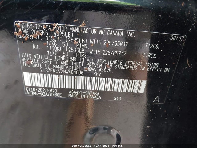 Toyota RAV4 LE 2017 2T3ZFREV2HW401006 Image 9