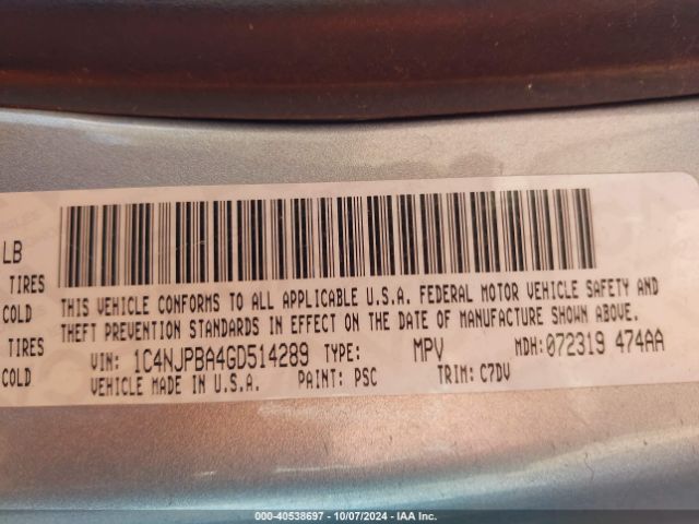 1C4NJPBA4GD514289 Jeep Patriot Sport
