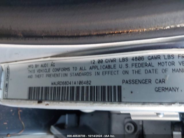 2001 AUDI S4 WAURD68D41A106482 Photo 8