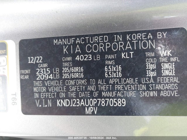 KIA SOUL LX 2023 KNDJ23AU0P7870589 Image 9