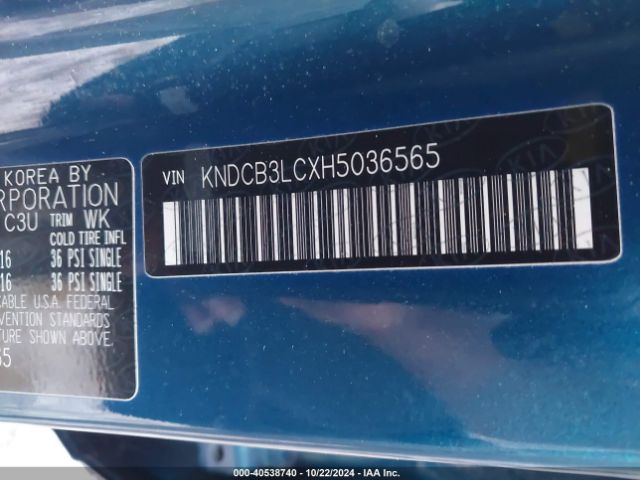 KNDCB3LCXH5036565 KIA NIRO LX