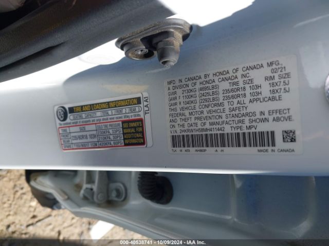 2HKRW1H58MH411442 Honda Cr-v 2wd Ex