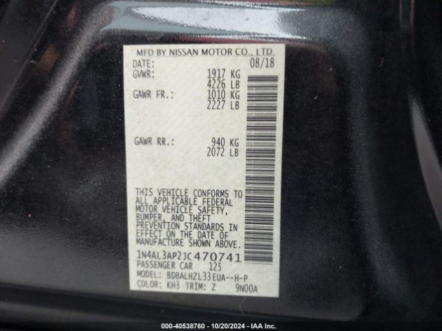 1N4AL3AP2JC470741 Nissan Altima 2.5 Sr