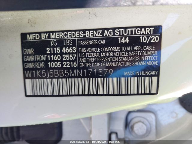 W1K5J5BB5MN171579 Mercedes-Benz Amg Cla 35 4matic