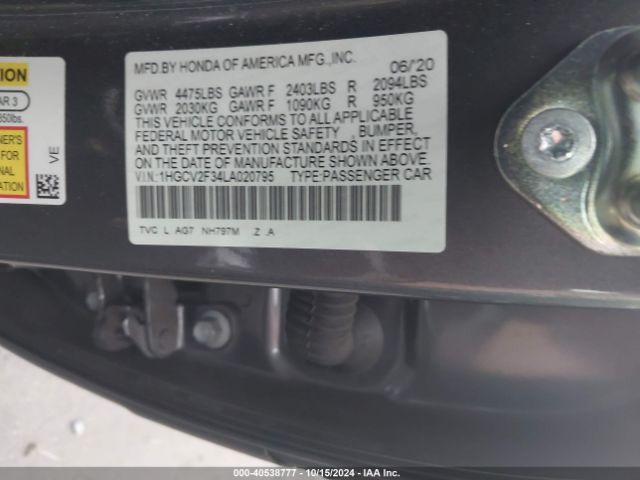 1HGCV2F34LA020795 Honda Accord Sport 2.0t