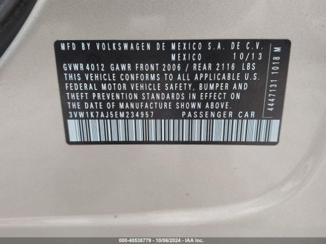 3VW1K7AJ5EM234957 Volkswagen Jetta 2.0l S