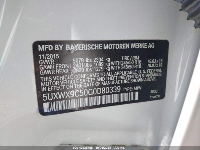 2016 BMW X3 5UXWX9C50G0D80339 Photo 8