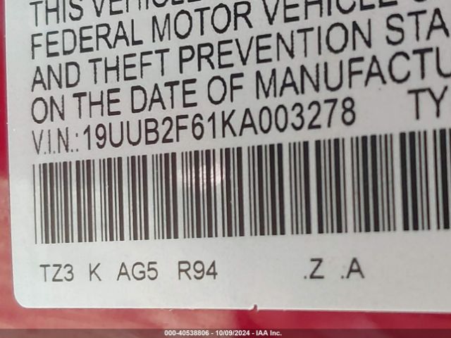19UUB2F61KA003278 Acura Tlx Tech   A-spec Pkgs