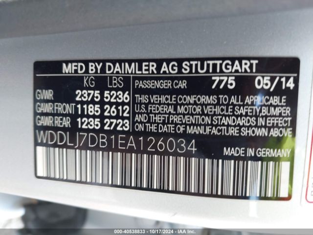 WDDLJ7DB1EA126034 Mercedes-Benz CLS 550