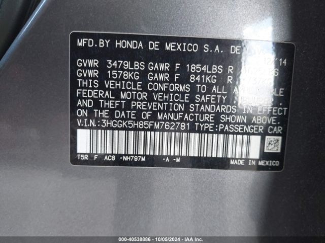 3HGGK5H85FM762781 Honda Fit Ex/ex-l