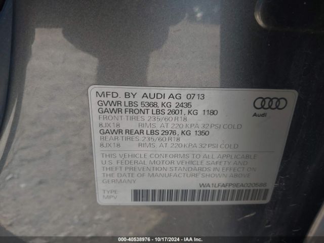 WA1LFAFP9EA020586 Audi Q5 2.0t Premium