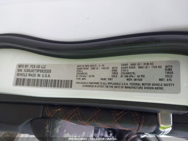 1C4RJKET9P8833326 Jeep Grand Cherokee L Summit Reserve 4x4