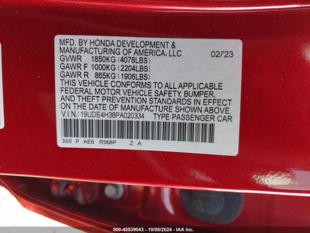 19UDE4H38PA020334 Acura Integra A-spec