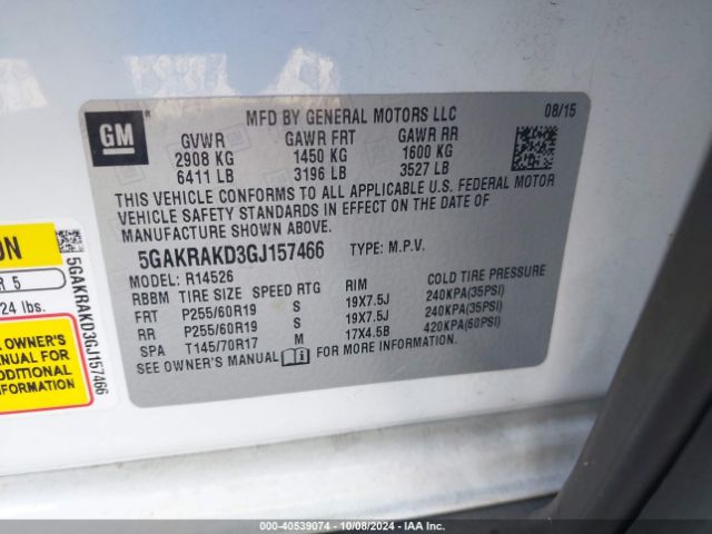 5GAKRAKD3GJ157466 Buick Enclave Convenience