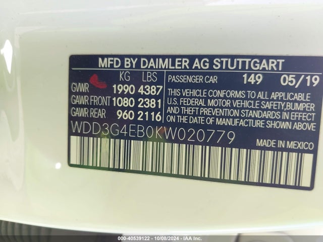 Mercedes-Benz A 220 2019 WDD3G4EB0KW020779 Image 9