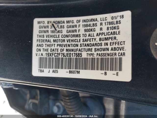 19XFC2F76JE017685 Honda CIVIC EX