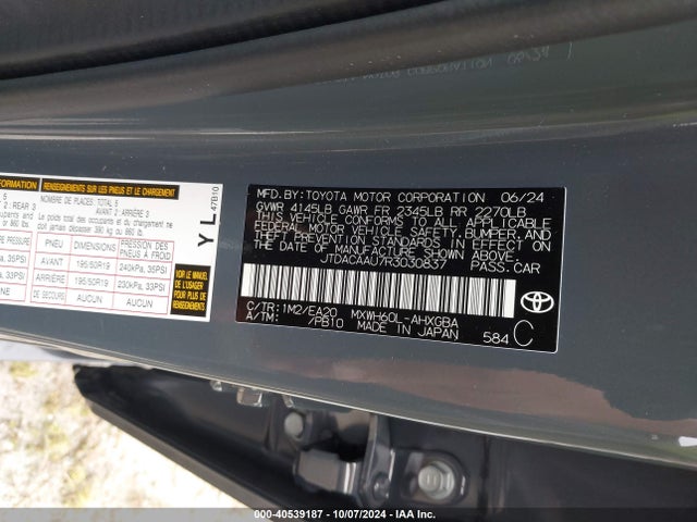 Toyota PRIUS XLE 2024 JTDACAAU7R3030837 Image 9