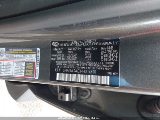 2022 HYUNDAI TUCSON 5NMJA3AE1NH009830 Photo 8