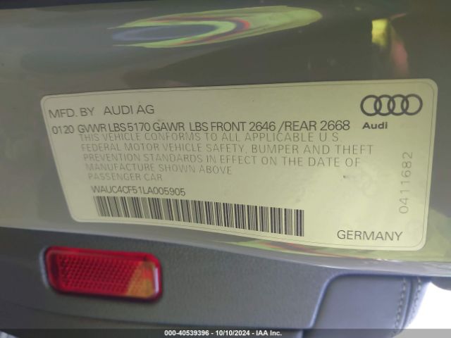WAUC4CF51LA005905 Audi S5 Sportback Premium Plus Tfsi Quattro Tiptronic