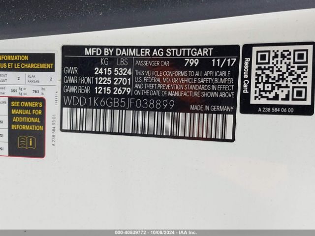 WDD1K6GB5JF038899 Mercedes-Benz E 400 4matic