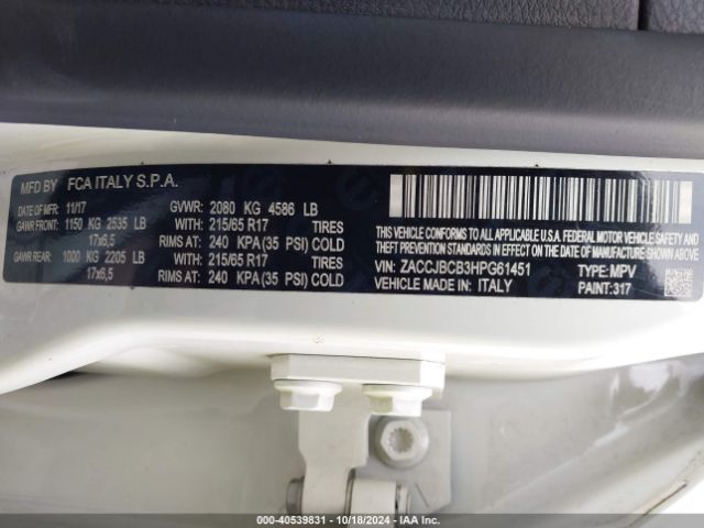 ZACCJBCB3HPG61451 Jeep Renegade Trailhawk 4x4