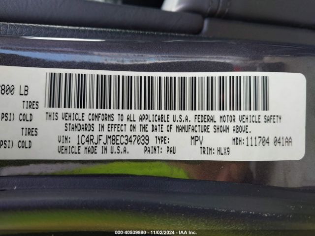 1C4RJFJM8EC347039 Jeep Grand Cherokee Summit