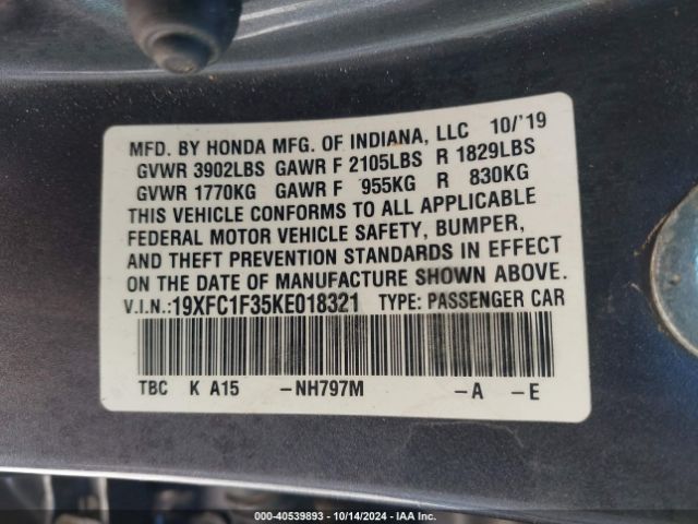 19XFC1F35KE018321 Honda CIVIC EX