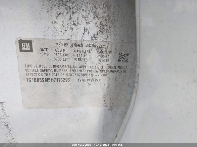 1G1BB5SM5H7173296 Chevrolet Cruze Ls Manual