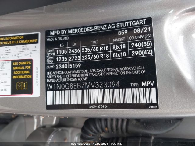 W1N0G8EB7MV323094 Mercedes-Benz Glc 300 4matic Suv