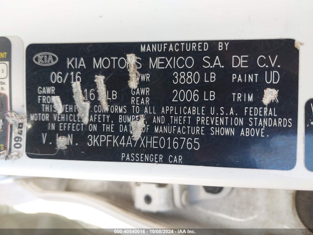 KIA FORTE LX 2017 3KPFK4A7XHE016765 Image 9