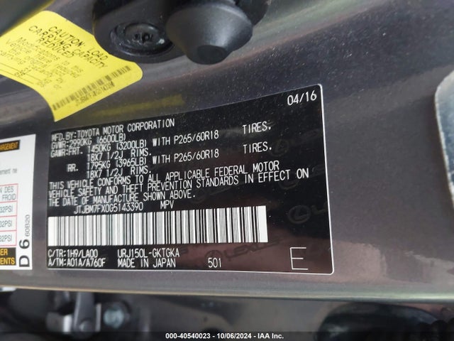 JTJBM7FX0G5143390 Lexus 460