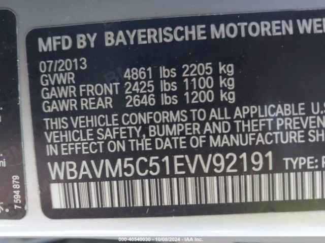 WBAVM5C51EVV92191 BMW X1 Xdrive35i