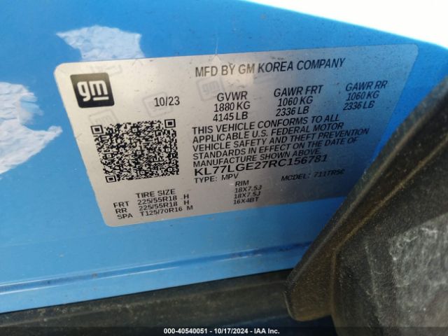 KL77LGE27RC156781 Chevrolet Trax Fwd 1rs