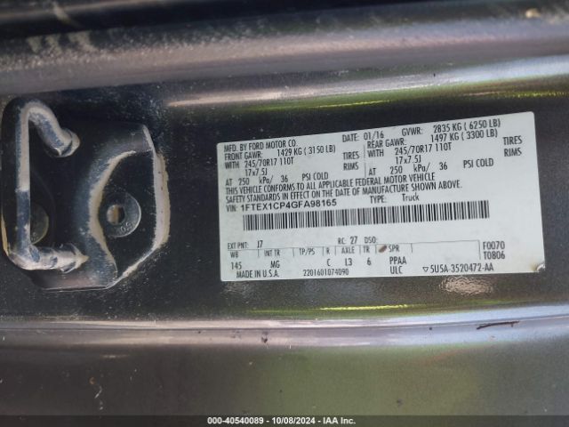 1FTEX1CP4GFA98165 Ford F-150 Xlt