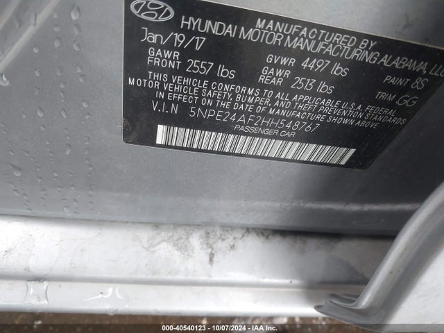 Hyundai Sonata 2017 5NPE24AF2HH548767 Image 9