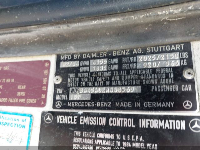 1984 MERCEDES-BENZ 380 WDBBA45A0EA008369 Photo 8